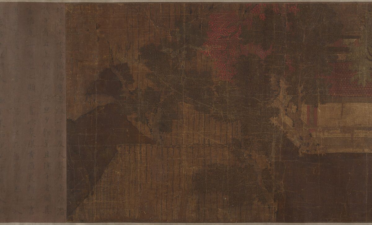 Pavilion with Figures, Unidentified artist Chinese, 10th century (?), Handscroll; ink and color on silk, China