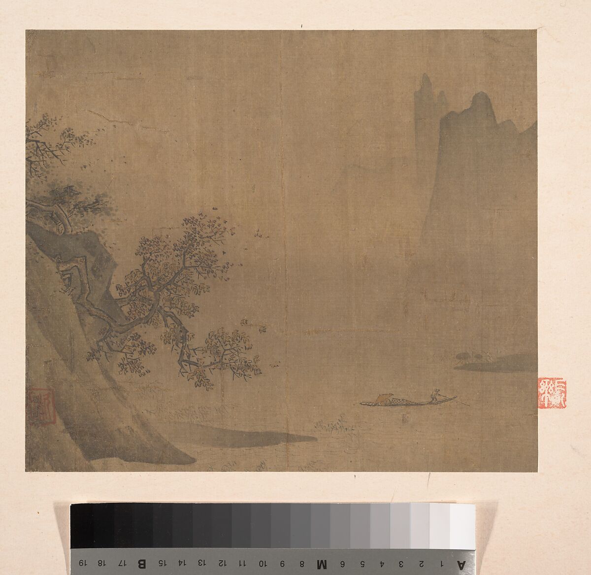 Rainy Landscape, Unidentified artist, Album leaf; ink and color on silk, China 