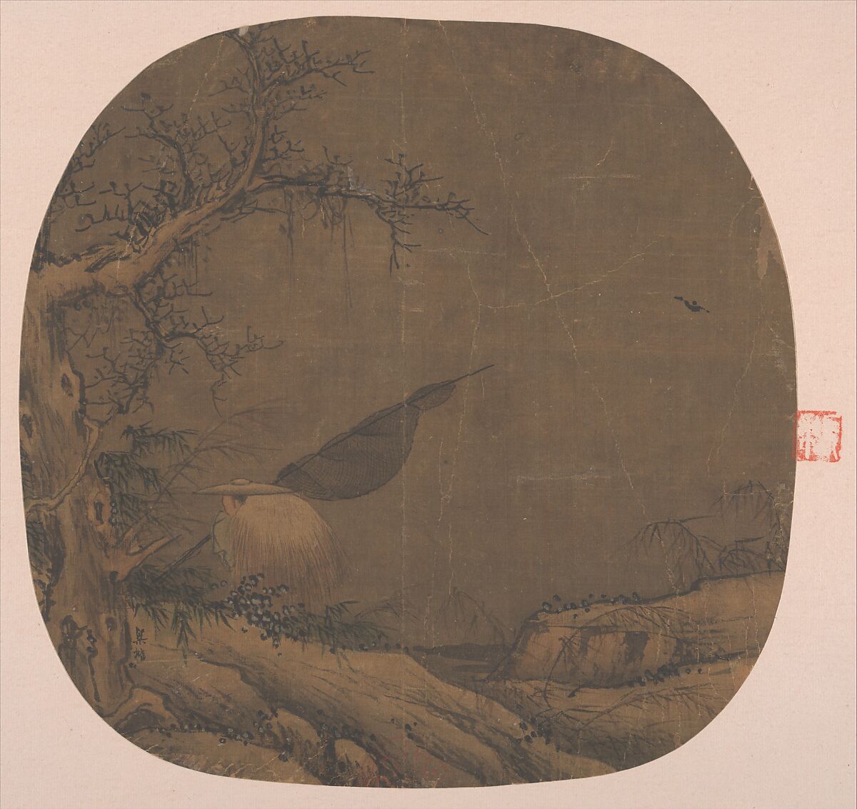 Fisherman Returning Home, Unidentified artist, Album leaf; ink and color on silk, China 