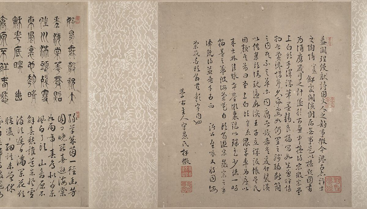 Chinese bulbuls on flowering crab apple, Unidentified artist, Handscroll; ink on paper, China