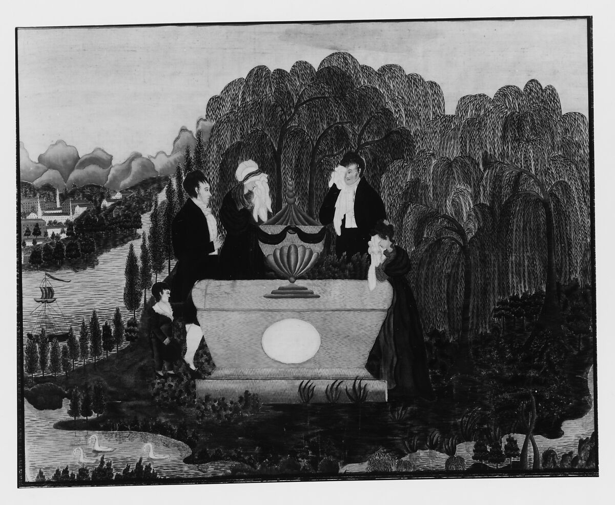 Painted watercolor and gouache on silk, American