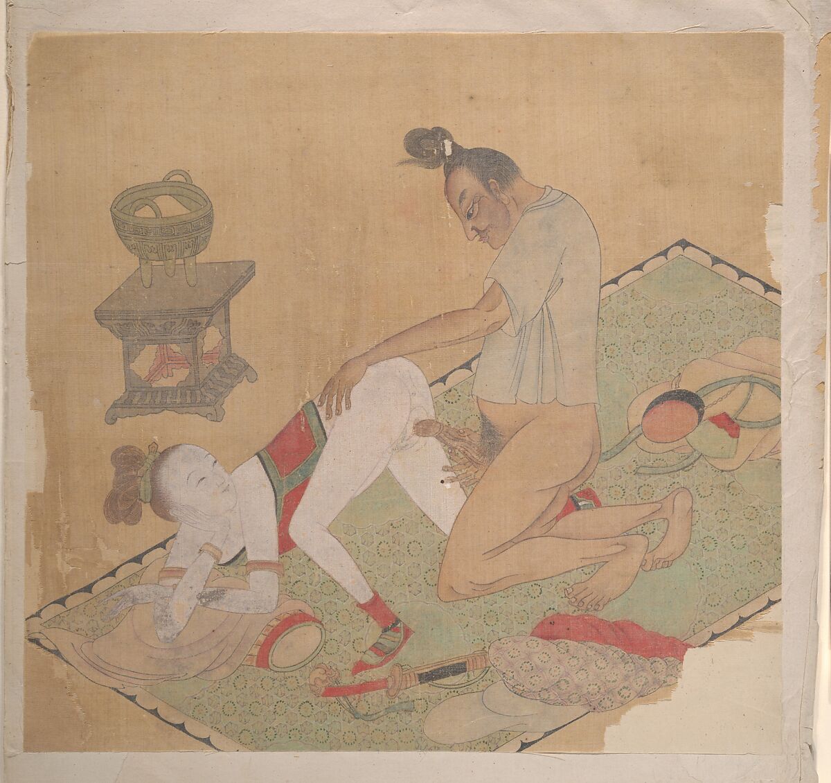 Tartar Officer with Blonde Lady, Unidentified artist, Eight album leaves; color on silk, China