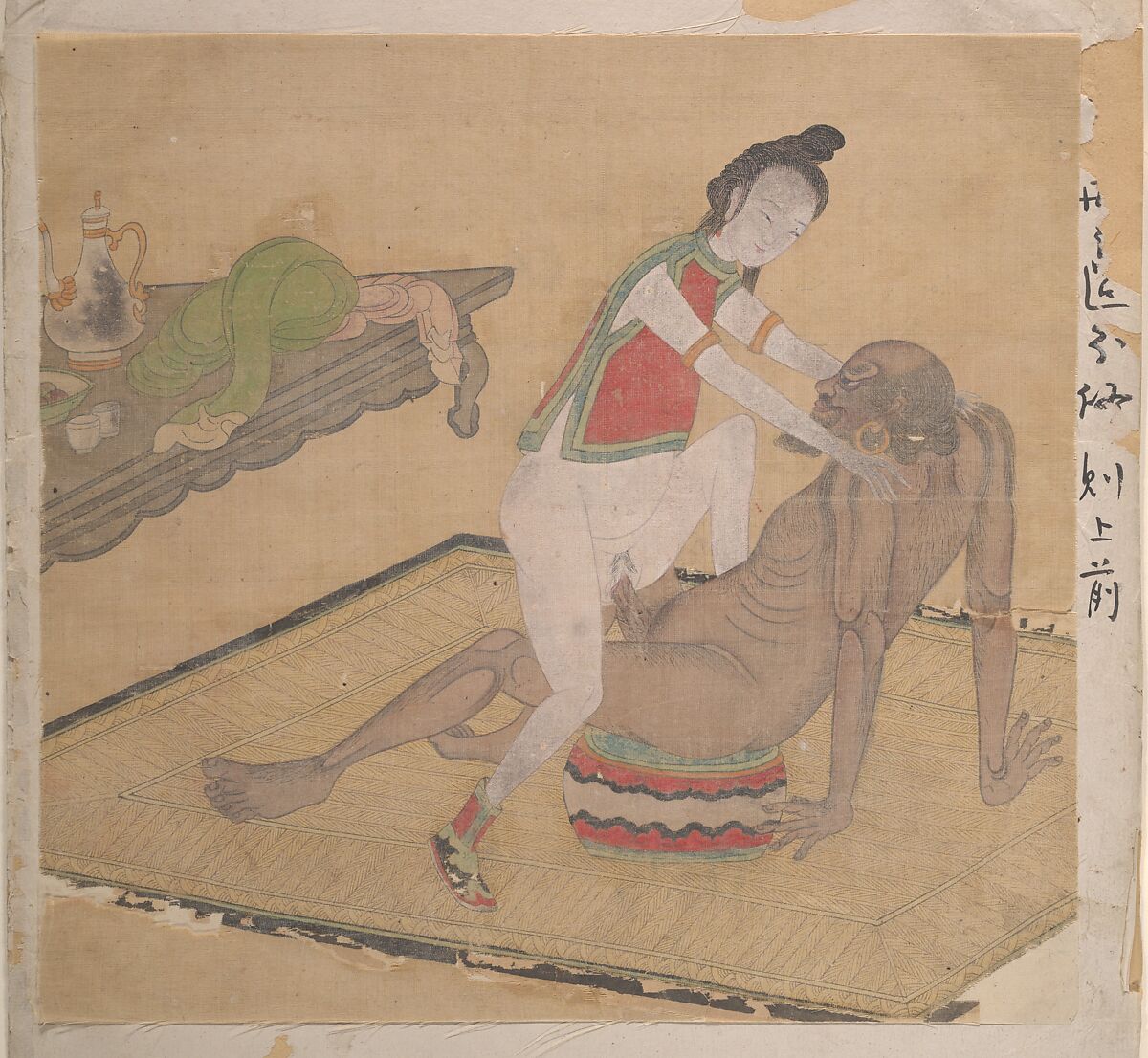 Tartar Officer with Blonde Lady, Unidentified artist, Eight album leaves; color on silk, China