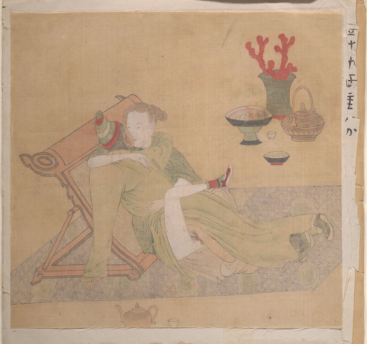 Tartar Officer with Blonde Lady, Unidentified artist, Eight album leaves; color on silk, China