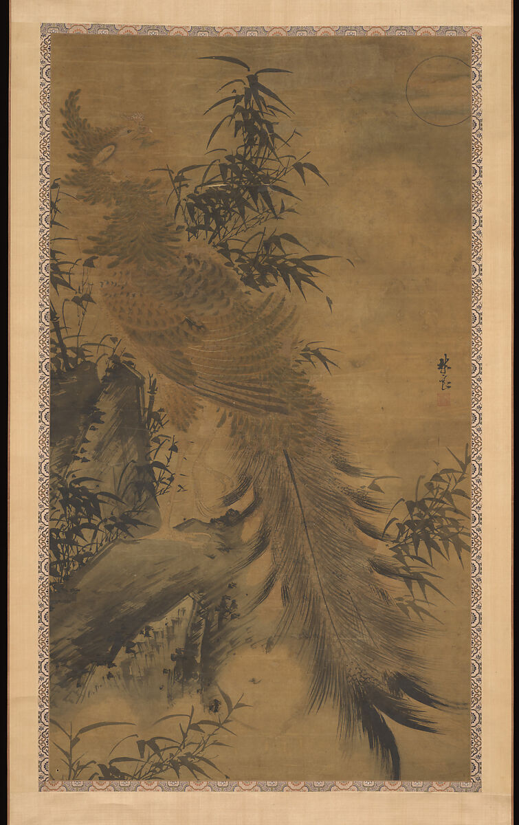 Painting of Fenghuang, Attributed to Lin Liang (Chinese, ca. 1416–1480), Hanging scroll; ink and color on silk, China 