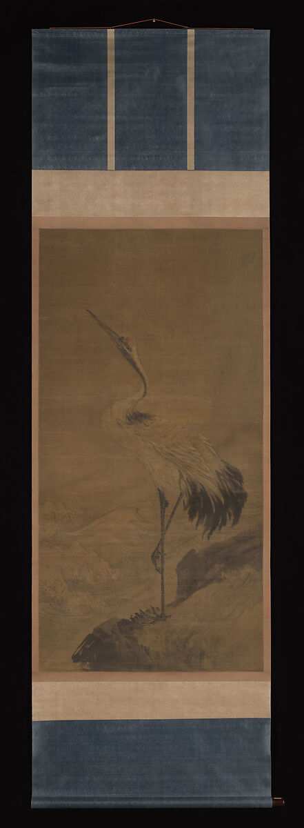 Crane, Unidentified artist, Hanging scroll; ink and color on silk, China
