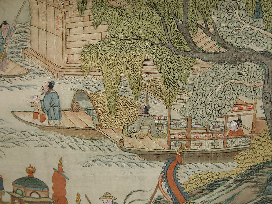 Dragon-boat festival performance, Unidentified artist Chinese, Silk and metal thread tapestry (kesi), China
