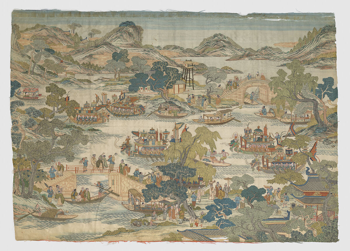 Dragon-boat festival performance, Unidentified artist Chinese, Silk and metal thread tapestry (kesi), China 