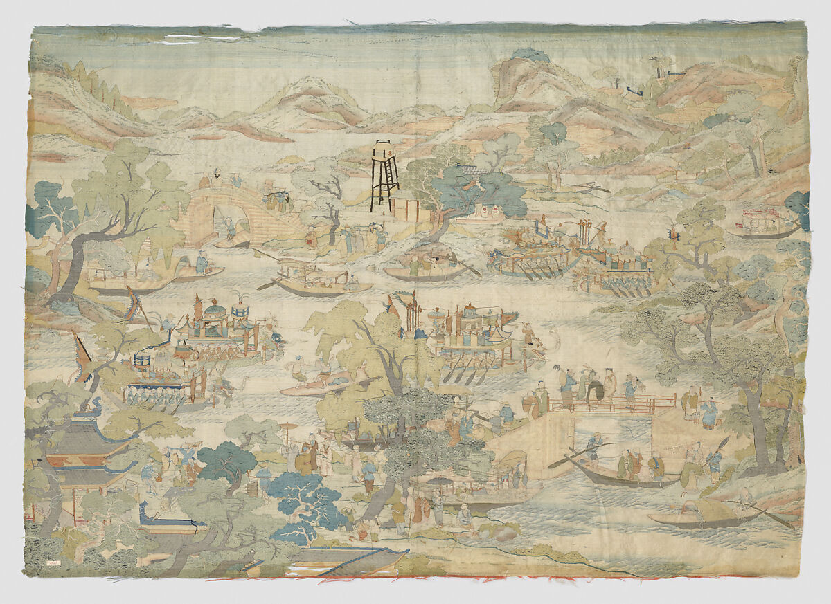 Dragon-boat festival performance, Unidentified artist Chinese, Silk and metal thread tapestry (kesi), China