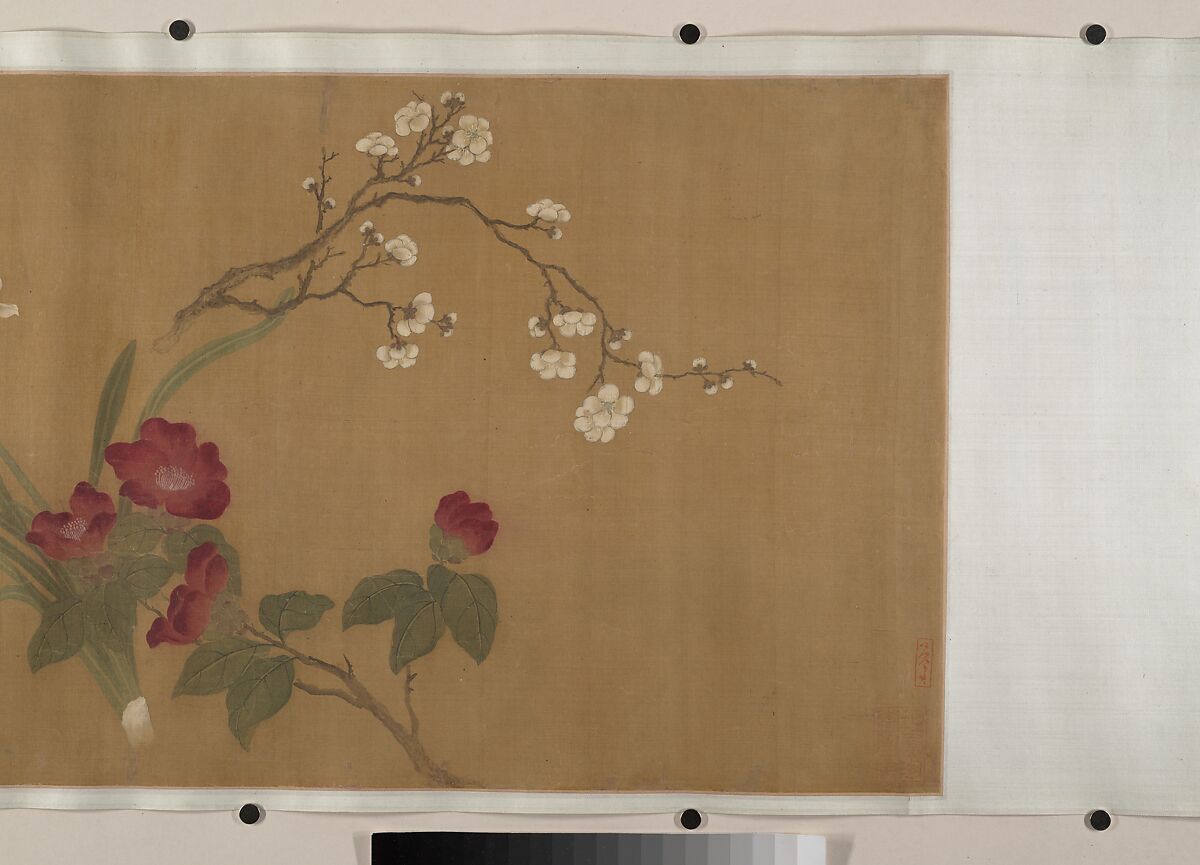 The Hundred Flowers, Attributed to Wang Yuan (Chinese, ca. 1280–after 1349), Handscroll; ink and color on silk, China