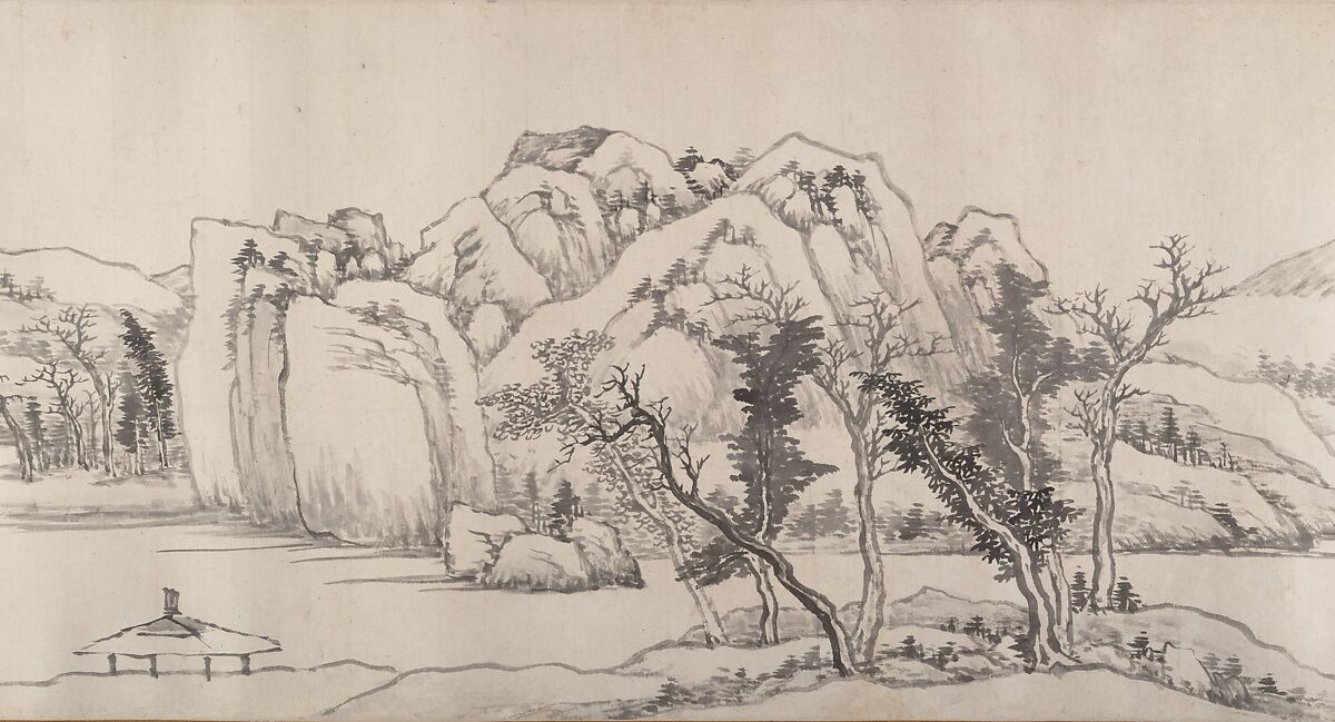 River Landscape in Autumn, Attributed to Luo Mu (Chinese, 1622–1706), Handscroll; ink on paper, China
