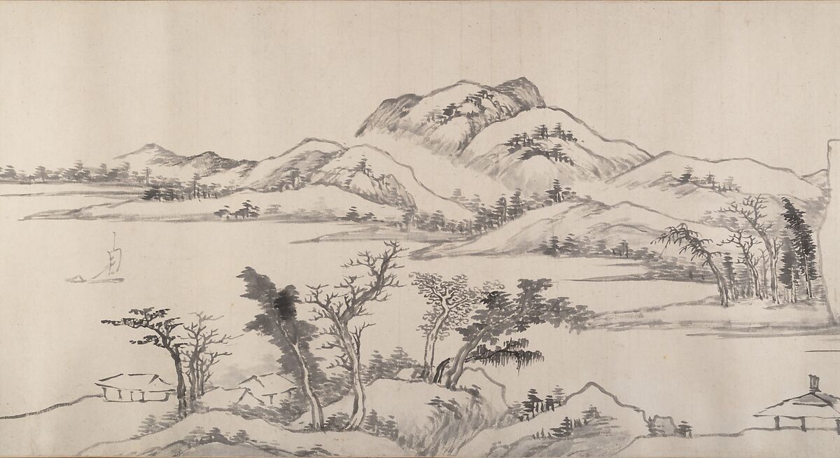 River Landscape in Autumn, Attributed to Luo Mu (Chinese, 1622–1706), Handscroll; ink on paper, China