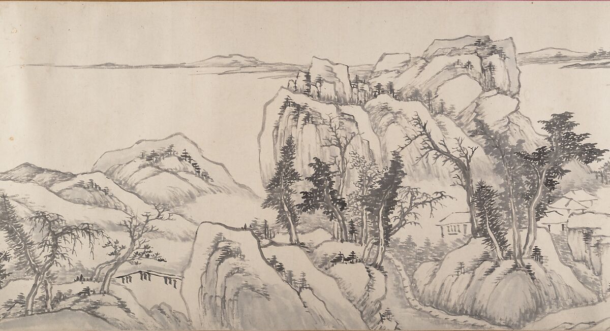River Landscape in Autumn, Attributed to Luo Mu (Chinese, 1622–1706), Handscroll; ink on paper, China