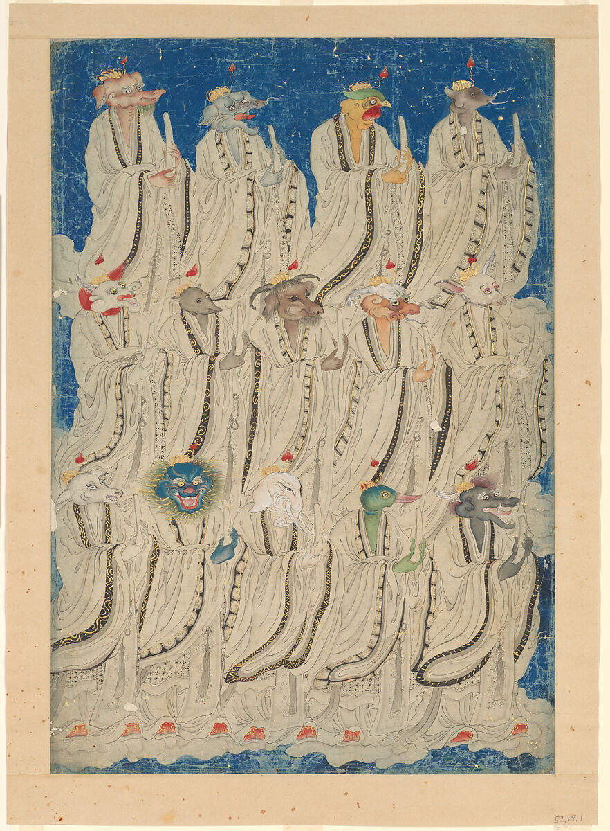 Fourteen Constellations, Unidentified artist Chinese, 17th century, Hanging scroll; ink and color on paper, China 