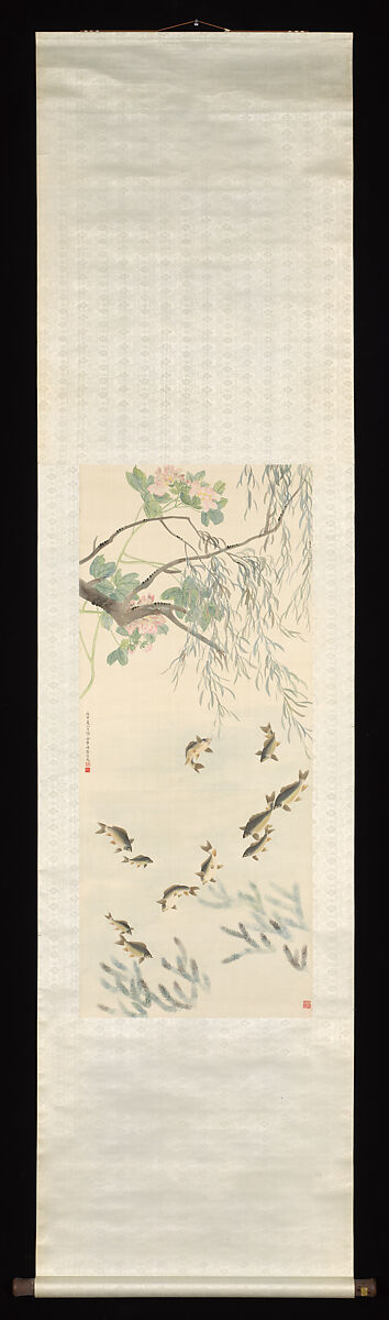 Flowers and Fishes, Jin Zhang, Hanging scroll; ink and color on silk, China