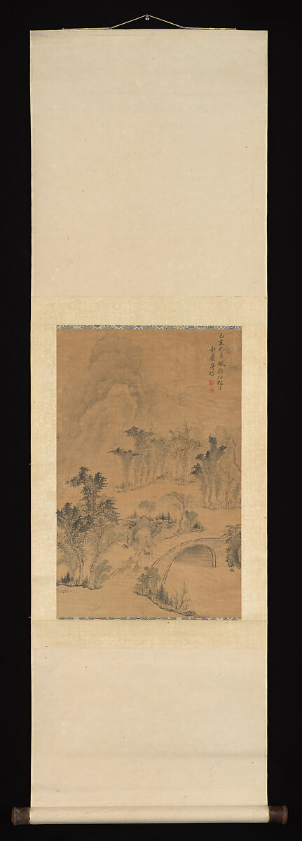 Landscape after Zhang Sengyu, Tang Dai (Chinese, 1736–1795), Hanging scroll; ink and color on paper, China