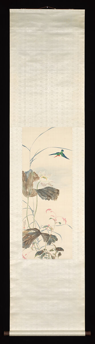 Kingfisher and Lotus, Jin Zhang, Hanging scroll; ink and color on silk, China