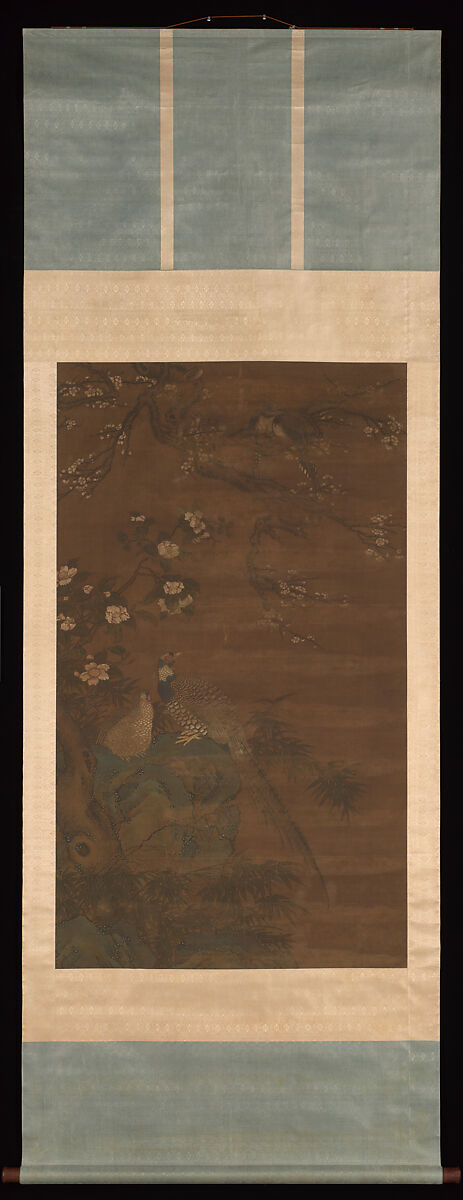 Birds and Flowers, Unidentified artist, Hanging scroll; ink and color on silk, China