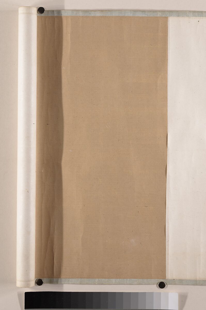 Gathering at the Orchid Pavilion, Qian Gong (Chinese, active 1573–1619), Handscroll; ink on figured damask, China