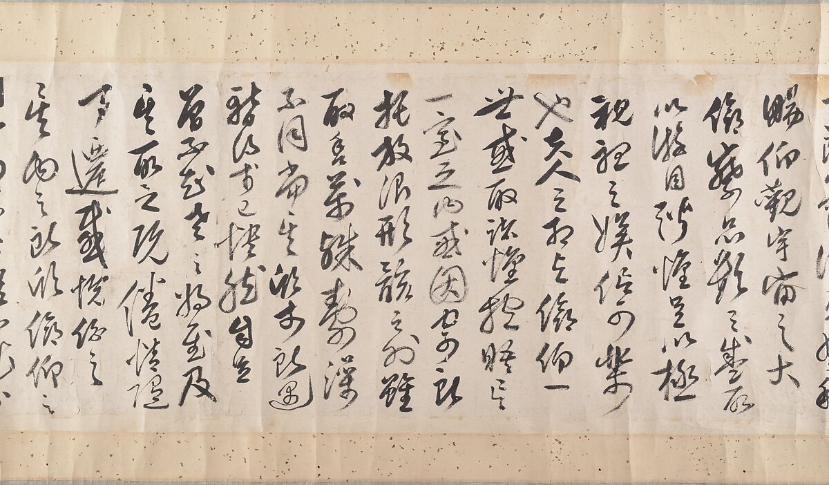 Gathering at the Orchid Pavilion, Qian Gong (Chinese, active 1573–1619), Handscroll; ink on figured damask, China