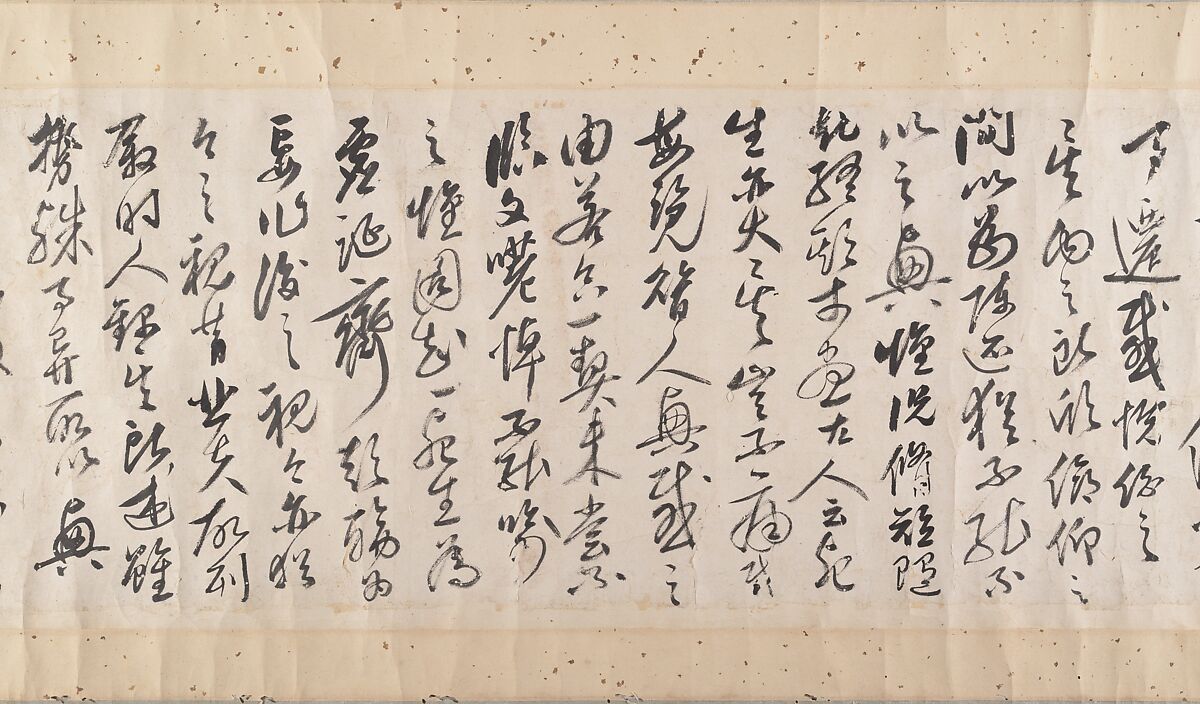 Gathering at the Orchid Pavilion, Qian Gong (Chinese, active 1573–1619), Handscroll; ink on figured damask, China