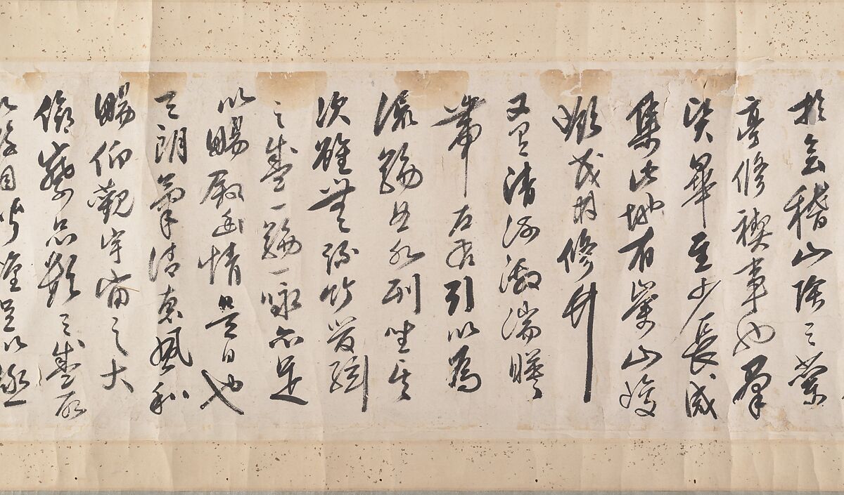 Gathering at the Orchid Pavilion, Qian Gong (Chinese, active 1573–1619), Handscroll; ink on figured damask, China