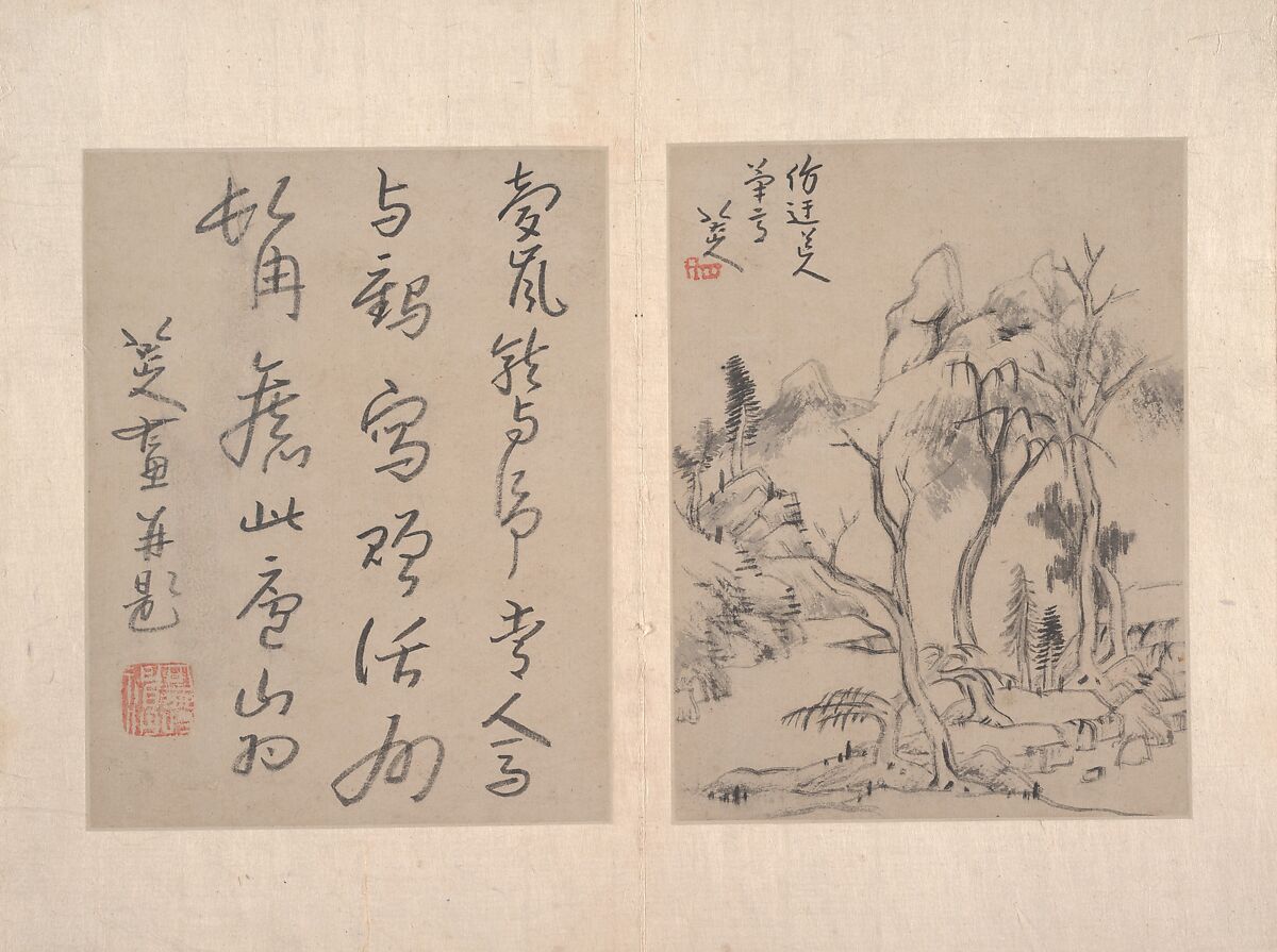 Album of miscellaneous paintings, Attributed to Bada Shanren (Zhu Da) (Chinese, 1626–1705), Album of twelve paintings; ink wash on paper, China