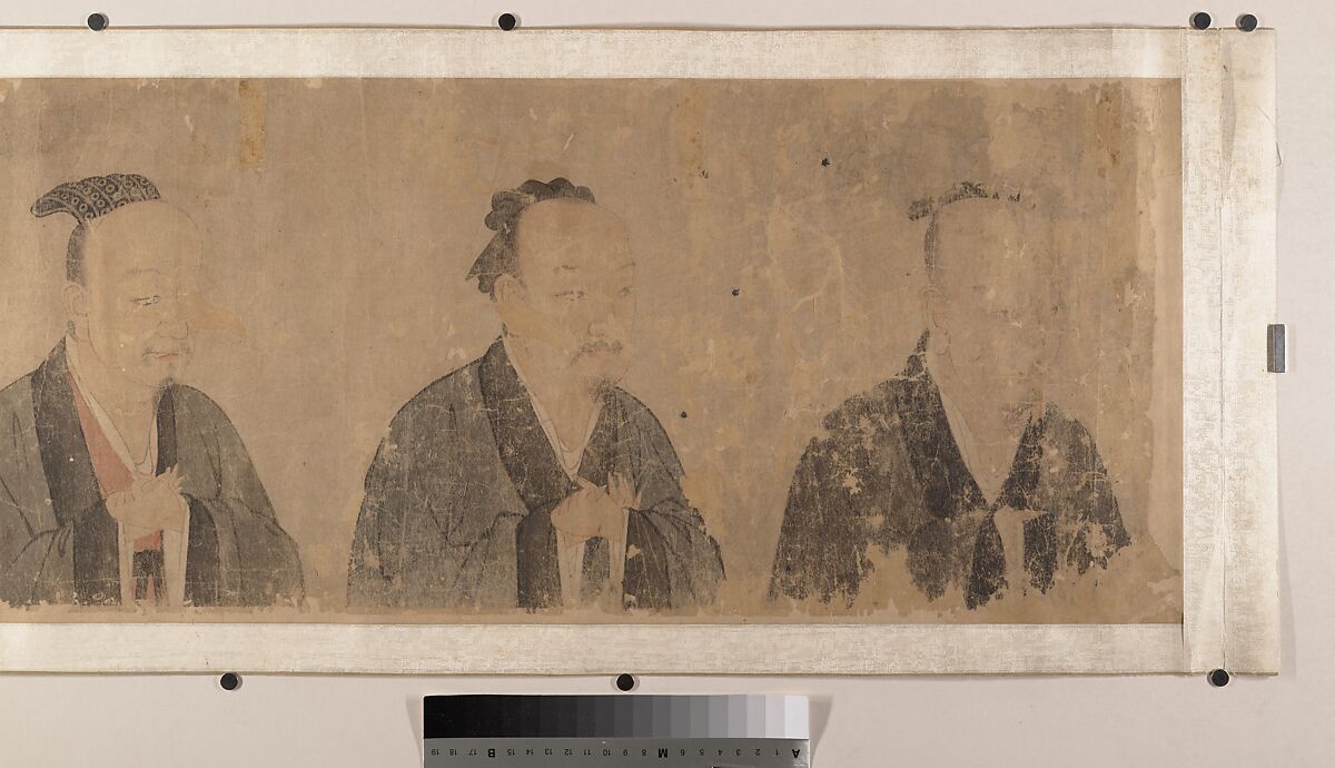 Twenty-five bust portraits of famous scholars, Unidentified artist, Handscroll; ink and color on paper, China