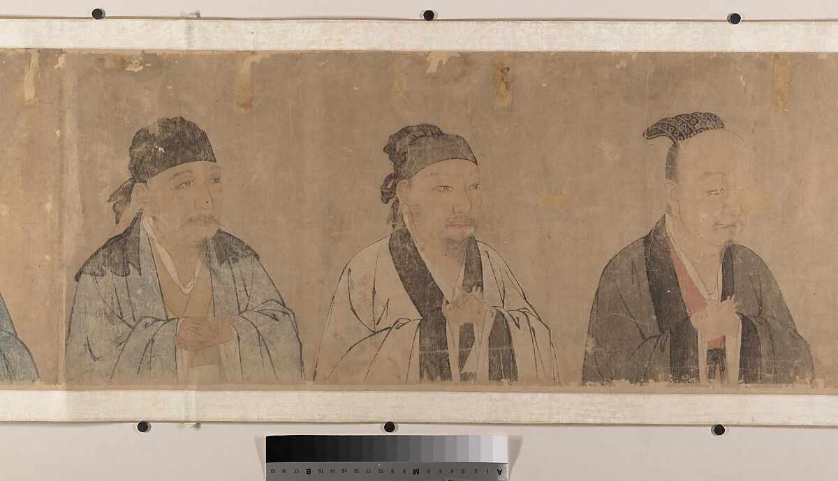 Twenty-five bust portraits of famous scholars, Unidentified artist, Handscroll; ink and color on paper, China