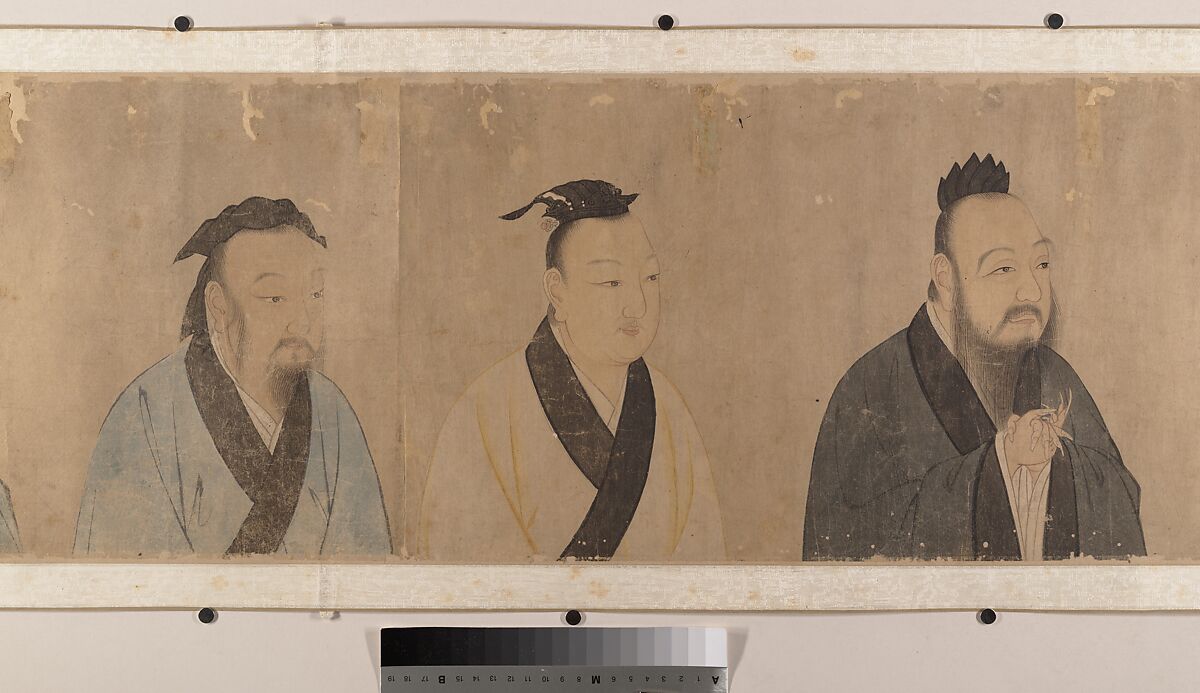 Twenty-five bust portraits of famous scholars, Unidentified artist, Handscroll; ink and color on paper, China