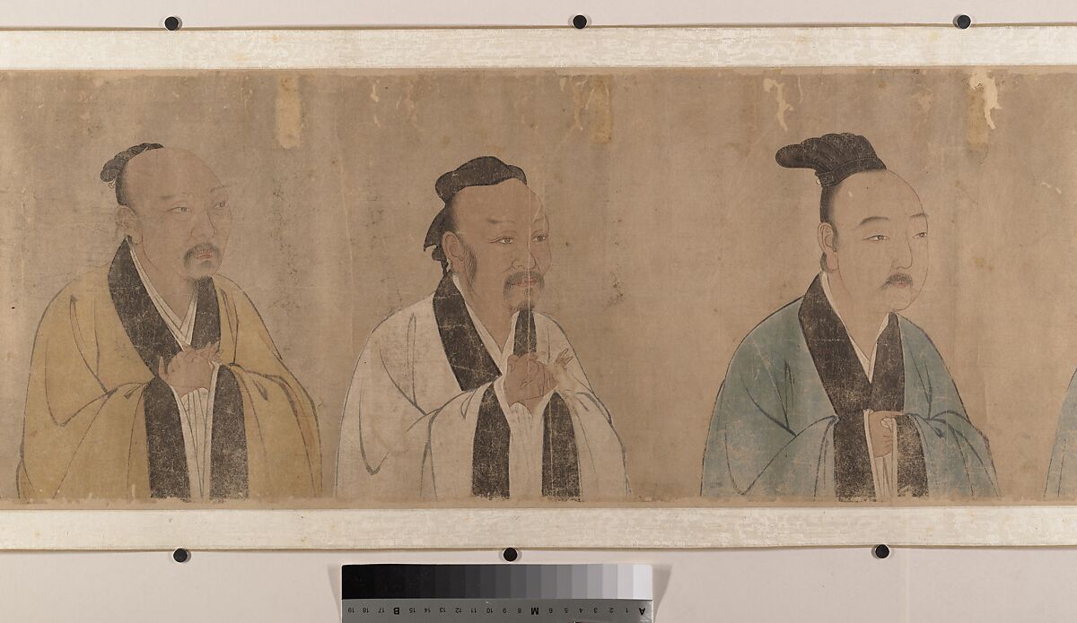 Twenty-five bust portraits of famous scholars, Unidentified artist, Handscroll; ink and color on paper, China