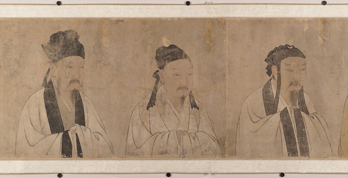 Twenty-five bust portraits of famous scholars, Unidentified artist, Handscroll; ink and color on paper, China