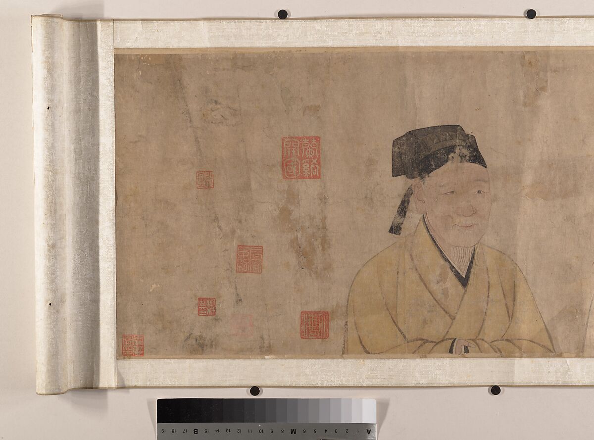 Twenty-five bust portraits of famous scholars, Unidentified artist, Handscroll; ink and color on paper, China