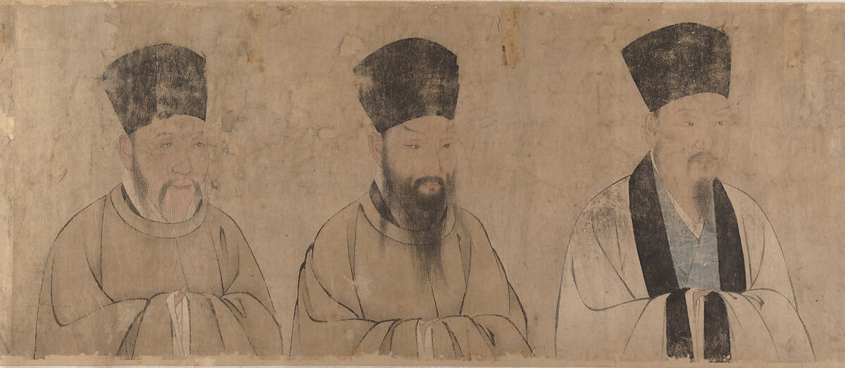 Twenty-five bust portraits of famous scholars, Unidentified artist, Handscroll; ink and color on paper, China 