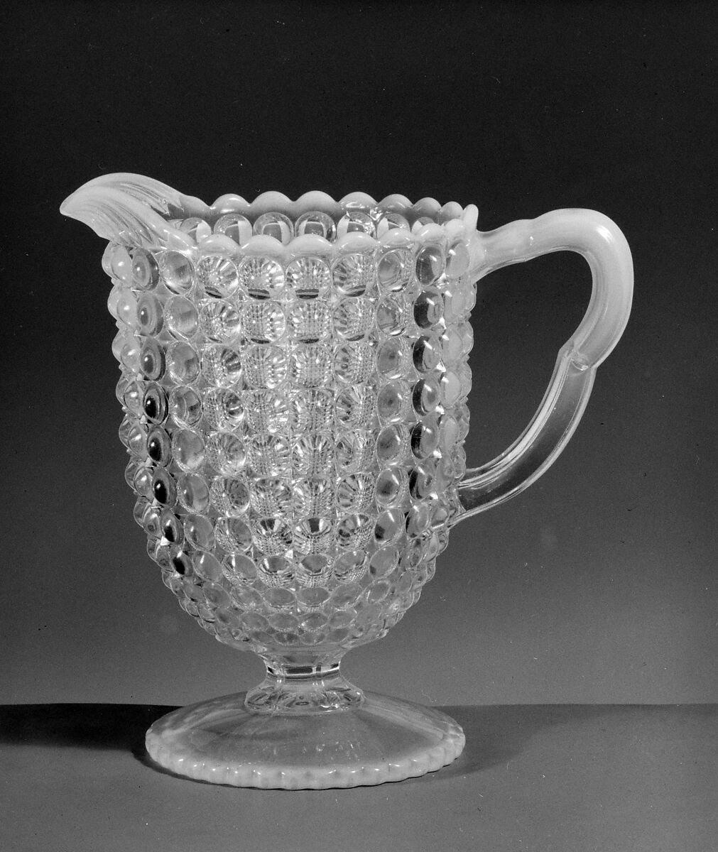 Milk Pitcher, Richards and Hartley Flint Glass Co. (ca. 1870–1890), Pressed colorless and opalescent glass, American 