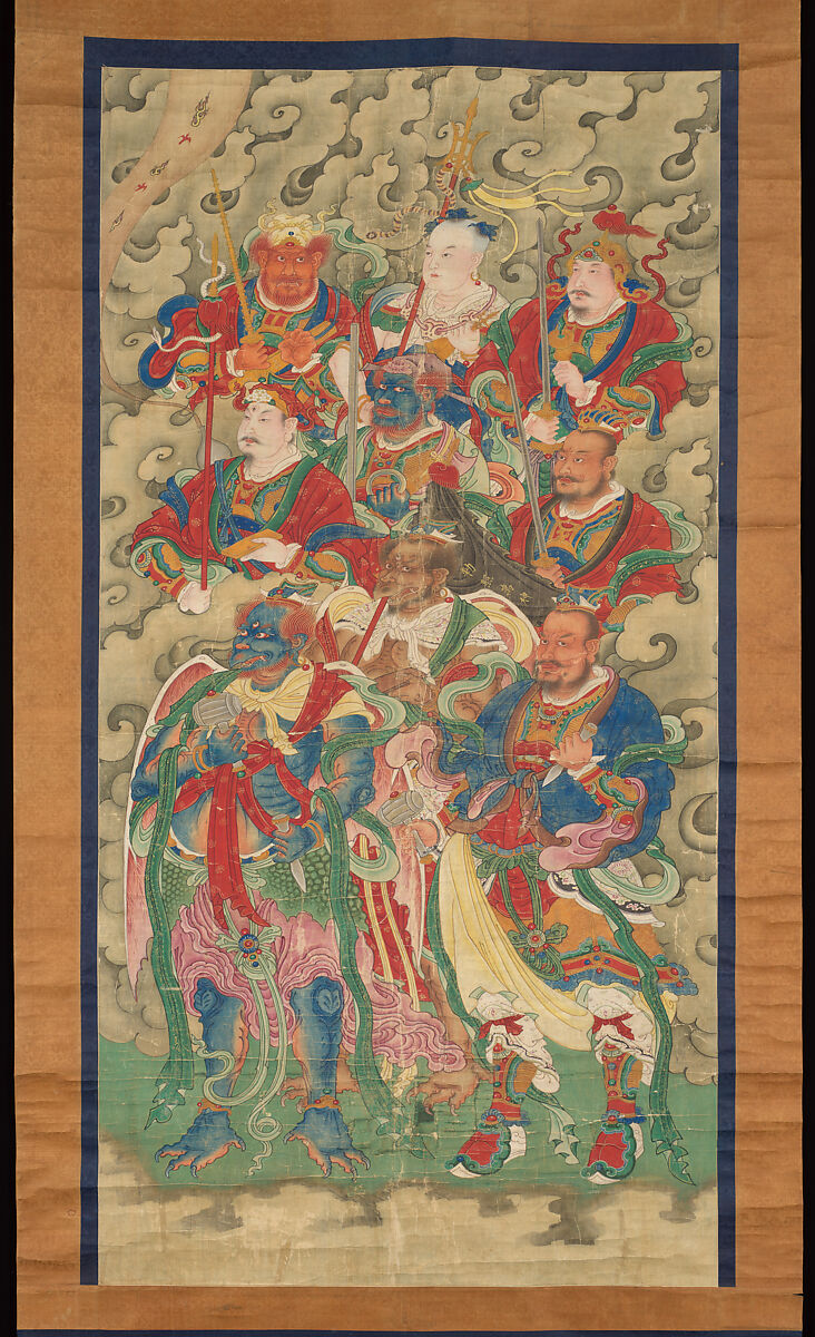 Nine Guardian Kings, Unidentified artist, Hanging scroll; ink and color on paper, China 