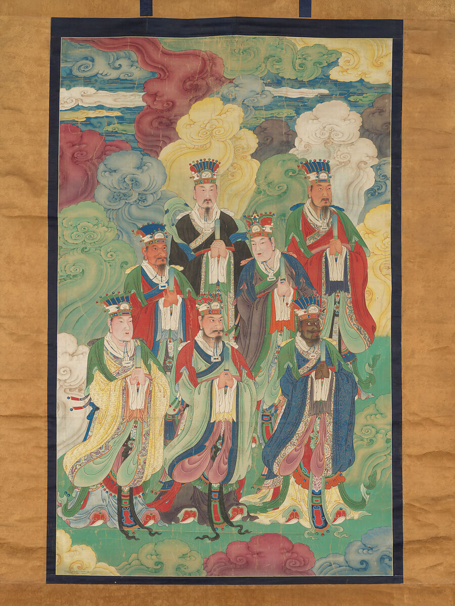 Seven Heavenly Emperors, Unidentified artist, Hanging scroll; ink and color on paper, China 