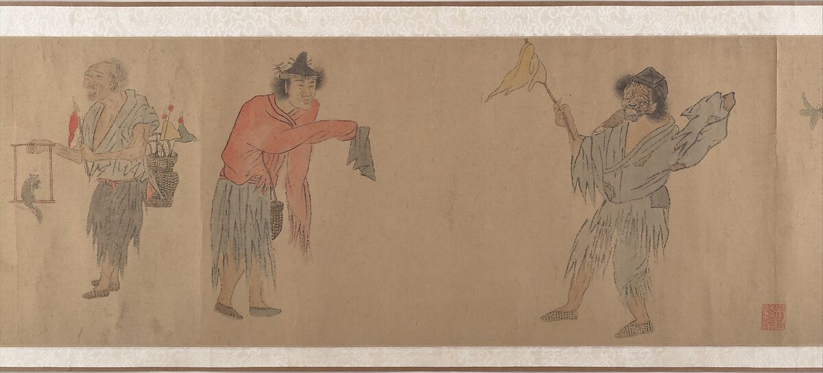 Beggars, Unidentified artist Chinese, after Zhou Chen (ca 1455-after 1536), Handscroll; ink and color on paper, China