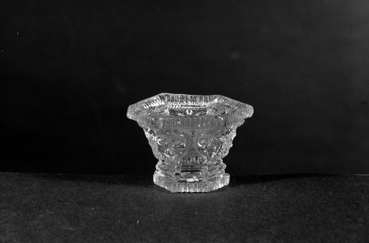 Miniature Bowl, Lacy pressed glass, American 