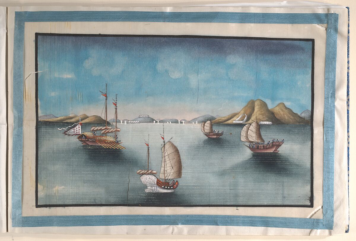 Album Containing Twelve Paintings of Scenes Along a River, Unidentified artist Chinese, 19th century, Album of twelve leaves; ink and color on pith paper, China