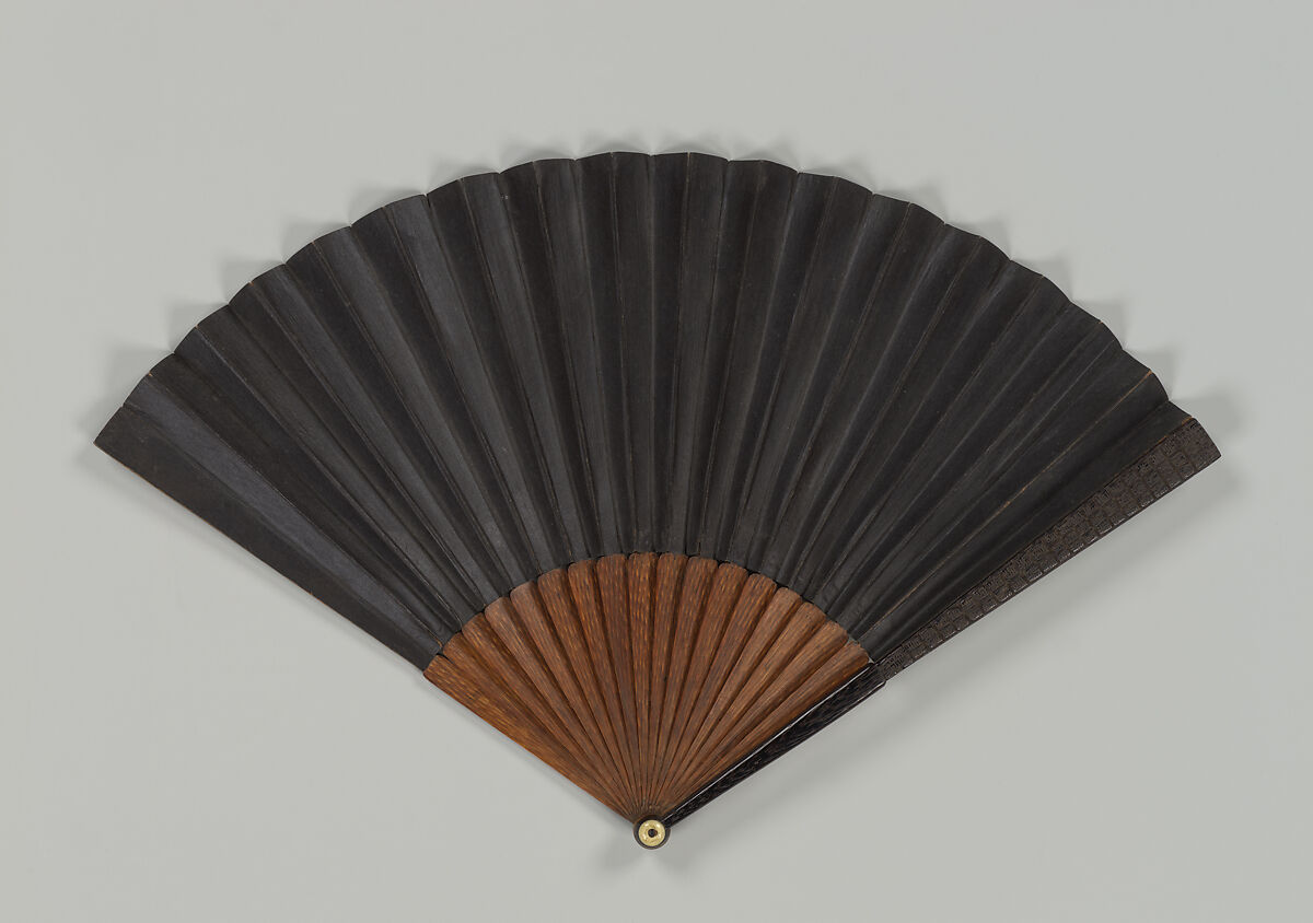 Folding fan, Unidentified artist, Folding fan; paper and wood, China