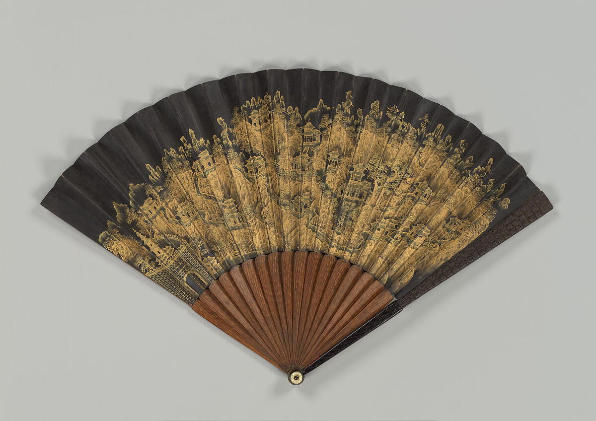 Folding fan, Unidentified artist, Folding fan; paper and wood, China 
