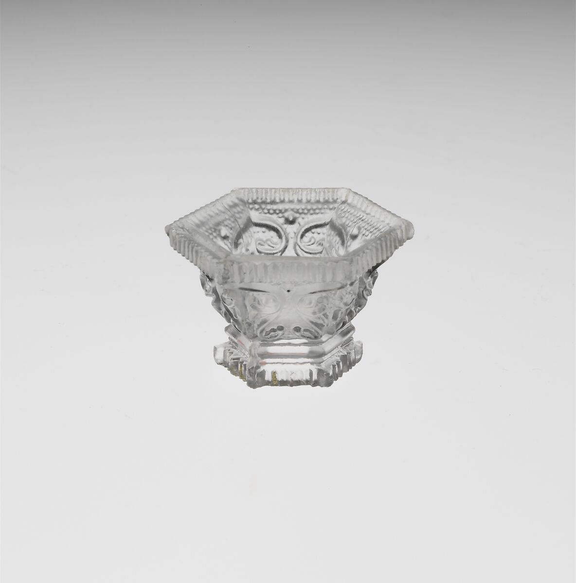 Miniature Bowl, Lacy pressed glass, American 