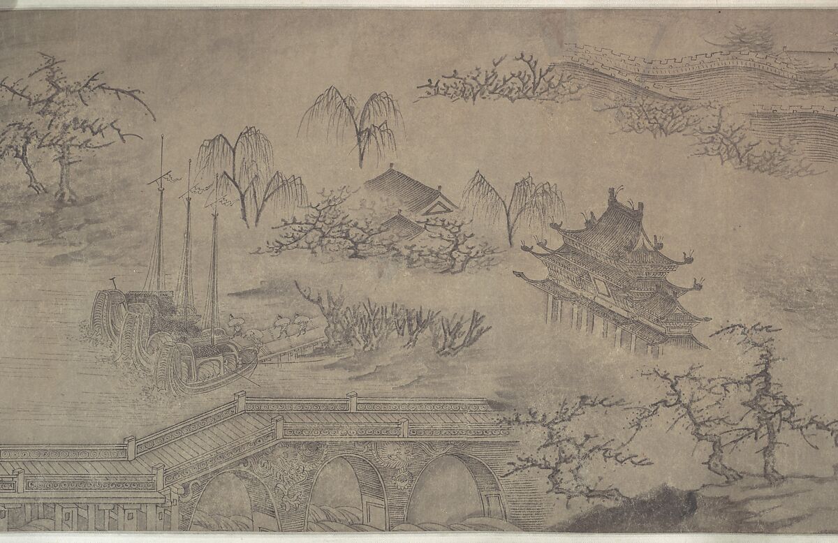 The Daming Palace, Formerly Attributed to Wang Zhenpeng (Chinese, active ca. 1275–1330), Handscroll; ink on paper, China