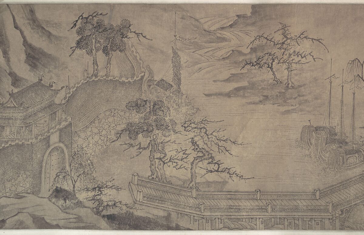 The Daming Palace, Formerly Attributed to Wang Zhenpeng (Chinese, active ca. 1275–1330), Handscroll; ink on paper, China