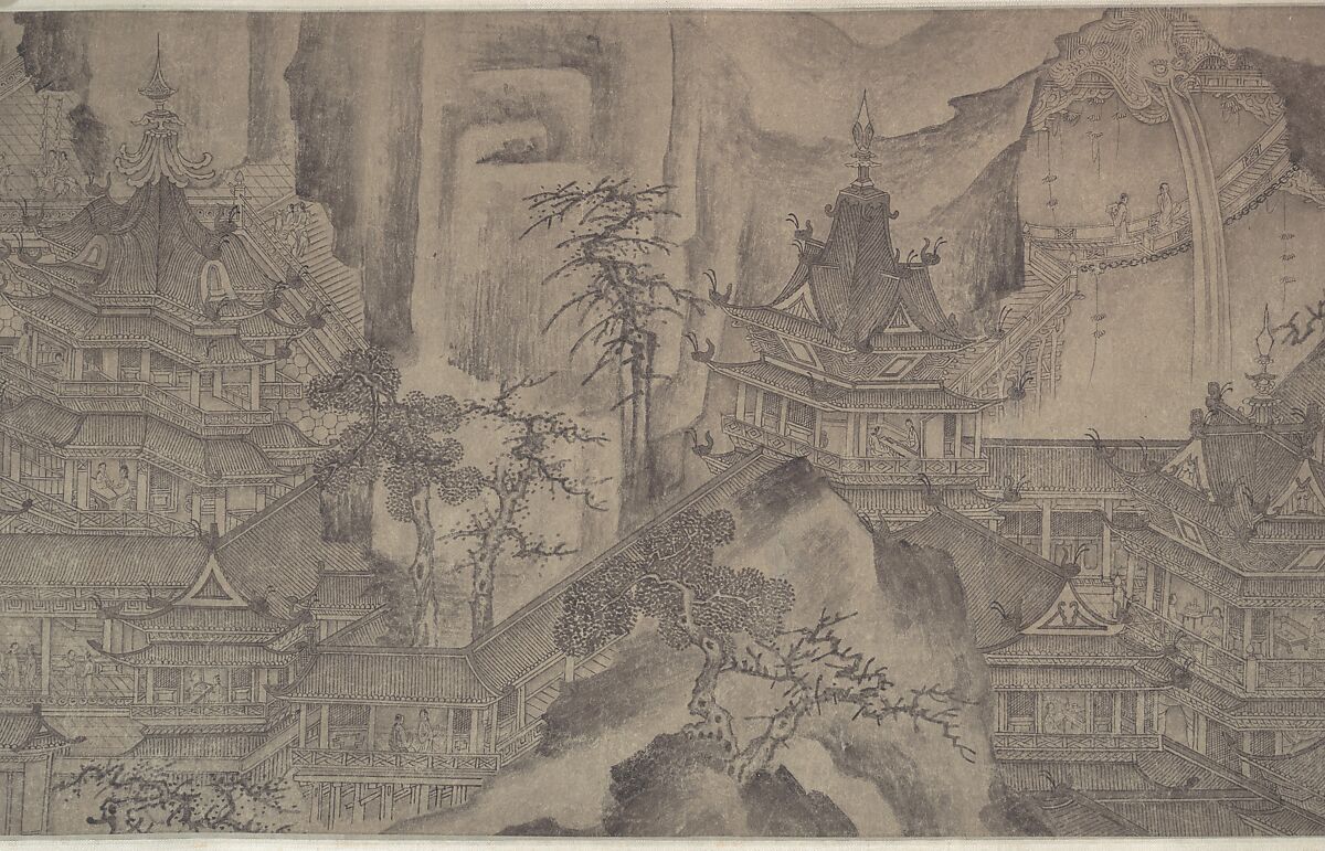 The Daming Palace, Formerly Attributed to Wang Zhenpeng (Chinese, active ca. 1275–1330), Handscroll; ink on paper, China