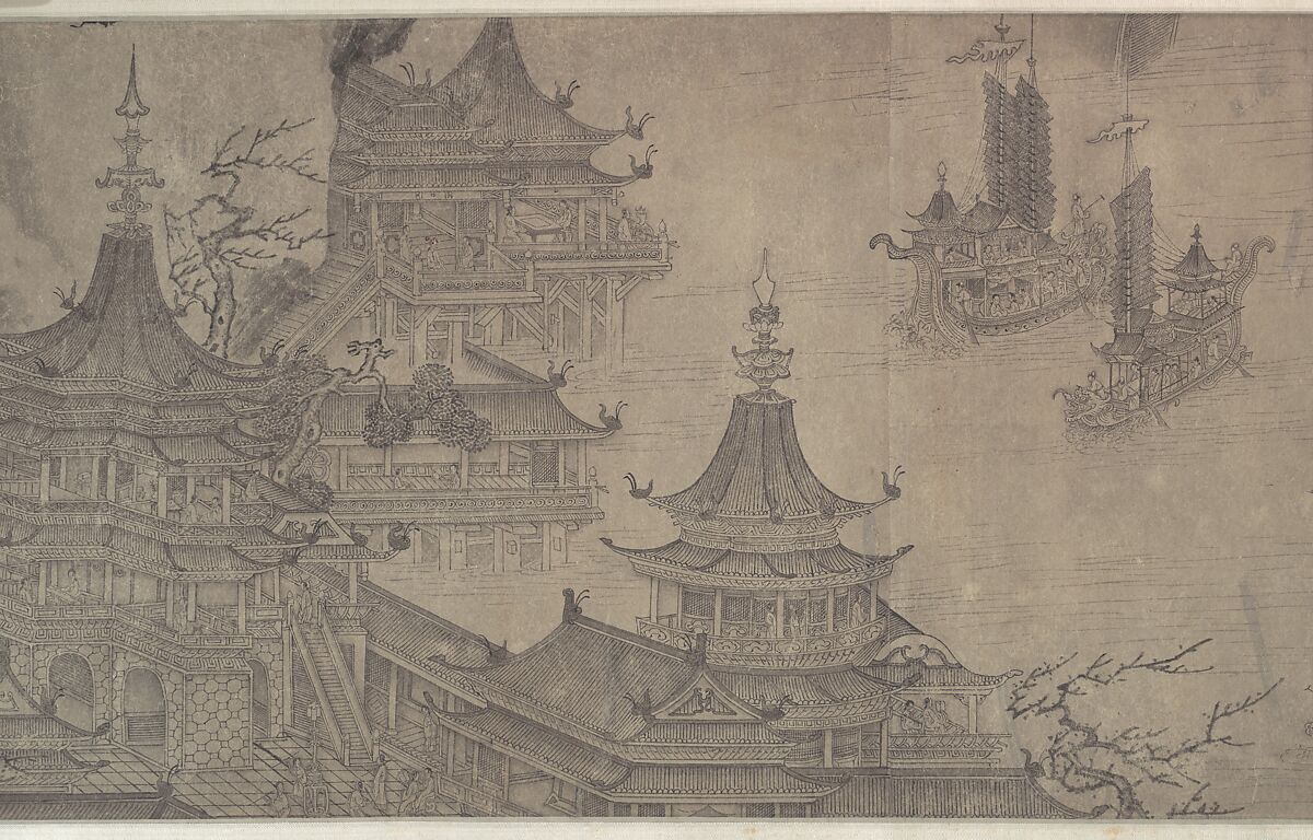 The Daming Palace, Formerly Attributed to Wang Zhenpeng (Chinese, active ca. 1275–1330), Handscroll; ink on paper, China