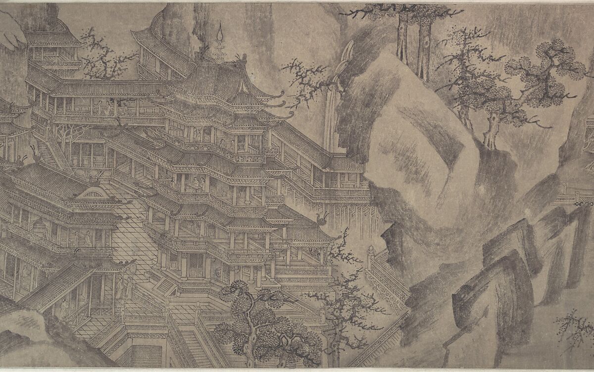 The Daming Palace, Formerly Attributed to Wang Zhenpeng (Chinese, active ca. 1275–1330), Handscroll; ink on paper, China