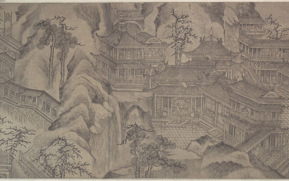 The Daming Palace, Formerly Attributed to Wang Zhenpeng (Chinese, active ca. 1275–1330), Handscroll; ink on paper, China