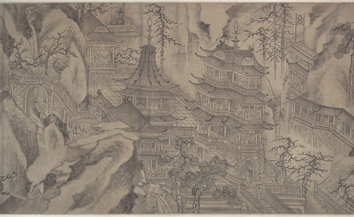The Daming Palace, Formerly Attributed to Wang Zhenpeng (Chinese, active ca. 1275–1330), Handscroll; ink on paper, China